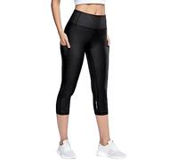 Leggings sportivi da donna, pantaloni da yoga, sette riflettenti, elastici, ad asciugatura rapida, da yoga, da yoga, Nero , XS
