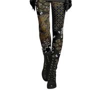 Leggings stampati da donna Leggings aderente Stile etnico Pantaloni da donna Collant Taglia grande Leggings con motivo floreale Controllo della pancia Pantaloni da palestra Corsa Yoga, G, S