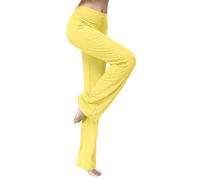 Leggings svasati da donna a vita alta Bootcut pantaloni da yoga larghi pantaloni traspiranti palestra gamba dritta pantaloni da ballo pantaloni da corsa allenamento pantaloni della tuta, Giallo, XL