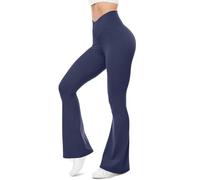 Leggings svasati da donna elasticizzati a vita alta Crossover Leggings da yoga Controllo della pancia Sollevamento del sedere Leggings da palestra Stretch Skinny Pantaloni a gamba larga Pantaloni a