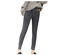 Leggings termici da donna invernali con tasche, collant da donna, taglie grandi, opachi, termici, a vita alta, elasticizzati, slim fit, pantaloni eleganti a matita, leggings invernali, grigio., L