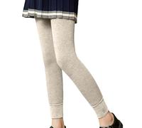 Leggings termici da ragazza, in velluto nero, spessi, per autunno e inverno, caldi, a nove punti, in morbido cotone, abbigliamento casual, per tutti i giorni (Khaki, 6-8 anni)