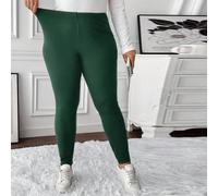Leggings termici imbottiti a tinta unita, adatti alla pelle, di taglia grande, in verde, leggings caldi, leggings corti per donna, leggings comodi, leggings termici per donna 0XL,1XL,2XL,3XL,4XL,5XLCo