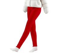Leggings termici per ragazze per bambini, tinta unita, spessi e caldi, in pile, senza piedi, per autunno e inverno, in morbido cotone, calze elastiche a vita alta, pantaloni skinny