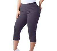 Leggins Anticellulite Donna Leggins Donna Pantaloni da Taglie Forti Leggings Lunghi al Ginocchio con Elastico in Vita Casual Estivi da Infilare Completo Fitness Purple L