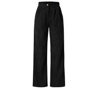 Leggins Cotone Elasticizzato Donna Lines Pantaloni a gamba larga con cordoncino a vita alta Pantaloni dritti Pantaloni di velluto a coste di grandi Pantaloni Donna Larghi Invernali Eleganti (Black, M)