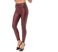 Leggins Donna Eleganti,Leggings Termici Da Donna Fashion Plus Size Pelle Pu Rosso Bordeaux Leggings Invernali A Vita Alta Foderati In Pile Pantaloni Sportivi Elastici Collant Per Tempo Freddo All'Ap