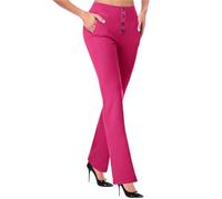 Leggins Donna Vita Alta Leggins Invernali Leggings Svasati da Donna con Pantaloni da Yoga A Vita Alta Comodi Pantaloni Allenamento E Lavoro Completo Sportivo Hot Pink XXL