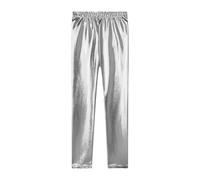 Leggins metallici 2026 per ragazze per bambini più piccoli. Pantaloni elasticizzati e comodi per il tempo libero per tutti gli abiti primaverili ed estivi., argento, 6-7 Anni