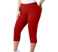 Leggins Palestra Donna Leggins Compressione Pantaloni da Donna Taglie Forti Leggings Lunghi al Ginocchio con Elastico in Vita Casual Estivi da Invernali Abbigliamento Sportivo Red XXXL
