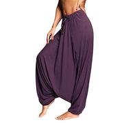 Leggins Push up Donne Plus Size Tinta Unita Pantaloni Larghi Casuali Pantaloni da Yoga Pantaloni da Donna Harem Pant Pantaloni Donna Sportivi Leggins Collant Donna (Purple, XXXL)