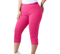 Leggins Push Up Leggins Modellanti Donna Pantaloni da Donna Taglie Forti Leggings Lunghi al Ginocchio con Elastico in Vita Casual Estivi da Infilare Push Leggings Hot Pink XL