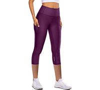 Leggins Sportivi Donna 3/4 Capri Pantaloni Vita Alta Fitness Push Up Contenitive Yoga Elasticizzati Controllo della Pancia Opaco Estivi Senza Cuciture Anticellulite Dimagranti Morbido