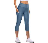 Leggins Sportivi Donna 3/4 Capri Pantaloni Vita Alta Fitness Push Up Contenitive Yoga Elasticizzati Controllo della Pancia Opaco Estivi Senza Cuciture Anticellulite Dimagranti Morbido