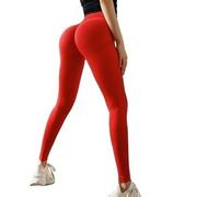 Leggins Sportivi Donna Gym Yoga Pantaloni Senza Soluzione Di Continuità Sport Stretchy A Vita Alta Athletic Esercizio Formato Fitness Leggings Activewear(Red,M)