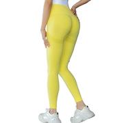 Leggins Sportivi Donna Gym Yoga Pantaloni Senza Soluzione Di Continuità Sport Stretchy A Vita Alta Athletic Esercizio Formato Fitness Leggings Activewear(Yellow,M)