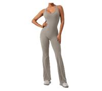 Leggins Sportivi Donna Sexy Hollow out Backless Yoga Jumpsuit Women Summer Sleeveless Skinny One-Piece Gym Sports Suit Fitness Running Workout Bodysuit(Grey,M)