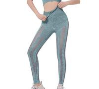 Leggins Sportivi Donna Yoga Hip Pants Peach Quick Drying Washing Fitness Waist Stretch Pants Denim Ladies Pattern Sport High Tight Fitting Yoga Pants Pantaloni Sportivi Donna Calze a Rete (Blue, S)