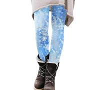 Leggins Termici Donna, Leggings a Vita Alta con Stampa Festiva per Pantaloni da Yoga Morbidi ed Elastici, Comodi per l'allenamento e la Corsa, Abbigliamento Casual (Sky Blue, M)