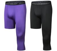 Leggins Uomo Pantaloni Sportivi A Compressione Gamba Singola 3/4 Pantaloni Da Basket Base Layer Ad Asciugatura Rapida Fitness Corsa (Combination-08,S)