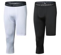 Leggins Uomo Pantaloni Sportivi A Compressione Gamba Singola 3/4 Pantaloni Da Basket Base Layer Ad Asciugatura Rapida Fitness Corsa (Combination-02,S)