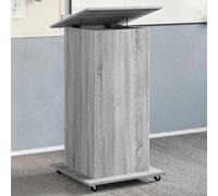 Leggio con Ruote Cassetto Grigio Sonoma 55x55x107cm Multistrato - Podium with Wheels, Adjustable Tilt Lockable Casters for Presentations, Lectures Events Durable Plywood Drawer & Compartments