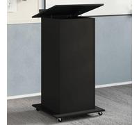 Leggio con Ruote e Cassetto Nero 55x55x107 cm in Multistrato - Podium with Wheels and Drawer for Presentations, Lectures Events Adjustable Tilt Lockable Casters, Spacious Durable Plywood Design