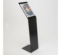 Leggio da Terra in Metallo Nero con Cornice a Scatto A4 Verticale, Base a L 4 mm - LGG17/MN