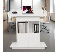 Leggio in legno bianco con 3 ripiani e 2 cassetti, ideale per pulpiti di chiesa, discorsi in aula e conferenze, 100,1 x 50,8 cm