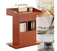 Leggio in legno con cassetti, altezza regolabile, leggio parlante per chiese, aule e conferenze, tre strati (teak 80 x 50,8 cm)