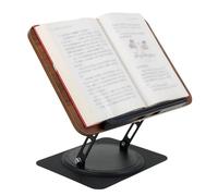 Leggio in legno regolabile in altezza con base girevole a 360°, supporto per lettura con cartella laterale, supporto per libri di cucina, laptop, tablet