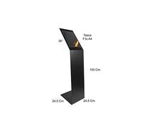 LEGGIO IN METALLO VERNICIATO ESPOSITORE PAVIMENTO AUTOPORTANTE PORTA AVVISI A4 - Nero