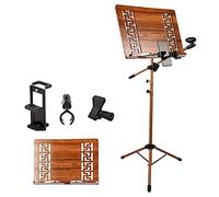 leggio musicale， Leggio for spartiti, design manuale umanizzato, supporto regolabile in altezza, adatto for sedersi o in piedi, leggio for libri in bambù a doppio uso due in uno