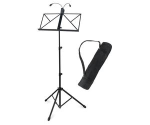 Leggio Musicale Treppiedi Spartiti Regolabile Pieghevole Set Lampada LED e Borsa