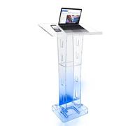 Leggio per altoparlante, podio trasparente in acrilico, pulpito chiaro Lucite Chiesa pulpito, per l'uso in chiese, scuole, hotel, conferenze, posizionamento a terra, blu, AC100 - 240 V