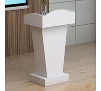 Leggio per conferenze, Podio da aula, Pulpito in legno,Bianca,Basic | con ampia superficie di lettura, armadietto di stoccaggio, multifunzione, facile da montare, per aula, conferenze ed eventi