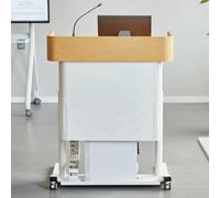 Leggio Regolabile in Altezza con Ruote Leggio per Oratori Pulpito | Podio per Seminari con Cassetti, Vassoio Principale, Fori Passacavi Portata Massima 60 Kg per Chiese, Conferenze e Scuole