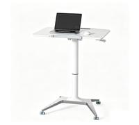 Leggio Regolabile in Altezza con Ruote Pulpito per Chiesa Podio per Scuola | Leggio da Presentazione Piano del Tavolo Inclinabile da 0° a 90° Capacità di Carico di 60Kg per Chiese, Uffici(White)