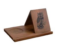 Leggio triangolare in legno Removable Wooden Reading Stand Owl Handmade Triangle Book Small Bookshelf with Cup Holder Desktop Bookend Organizer