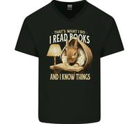 Leggo Libri E So Cose Maglietta In Cotone A V Per Uomo Con Coniglio Lettore