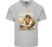 Leggo Libri E So Cose Maglietta In Cotone A V Per Uomo Con Coniglio Lettore