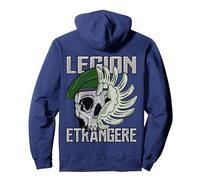 Legione Francese Etrangere straniero Francese Paracadute Felpa con Cappuccio, Unisex per Adulti, Navy, M