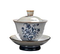 Legna da ardere vintage Gaiwan, ciotola in ceramica blu e bianca per cerimonia, set da tè Kung Fu, copertura in gres porcellanato (blu 5)