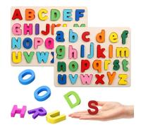 Legna Puzzle di Legno, 2PC ABC Alfabeto Puzzle tavola Giocattoli, educativi Blocchi Presto apprendimento Giocattolo, Puzzle di Legno ABC Alfabeto Puzzle Alfabeto con 26 Lettere