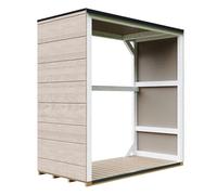 Legnaia da esterno 1,14 m² - 75 x 153 x H159 cm - Deposito da giardino per la legna resistente alle intemperie - TIMBELA M980-1-TERRA BROWN