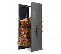 Legname KADAX, in acciaio, supporto per legna nera, 30x35x90 cm