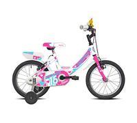 Legnano Mountain Bike acciaio ( 1 vel ) 16" con rotelle FATINA Bianco e Fucsia