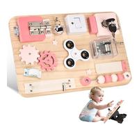 Legno Busy Board in Rosa - Montessori Giocattoli per promuovere le capacità motorie e sensi. Perfetto per viaggiare, promuove la concentrazione e l'apprendimento nei bambini, ideale anche per bambini