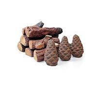 Legno ceramico per caminetti a bioetanolo, ceppi a gas, 10 pezzi per focolari, set di tronchi decorativi in ceramica per interni ed esterni, inserti a gas, ventilati, senza sfiato…