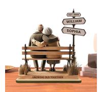 Legno che cresce vecchio modello - Old Together Together Figurines Growing | Simboleggia l'amore duraturo | Ornamento romantico in legno per moglie amico marito padre
